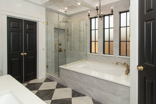 Luxury Primary Bath with Coffered Ceiling